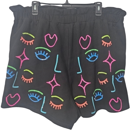 Queen of Sparkles Sequin Rainbow Faces Shorts - Picture 3 of 8